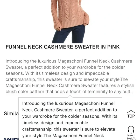 Magaschoni blush 100% cashmere sweater S/P - Picture 6 of 8